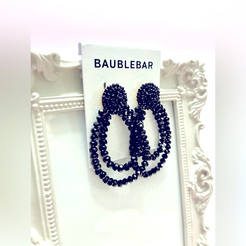 BaubleBar Black Beaded Double Hoop Earrings